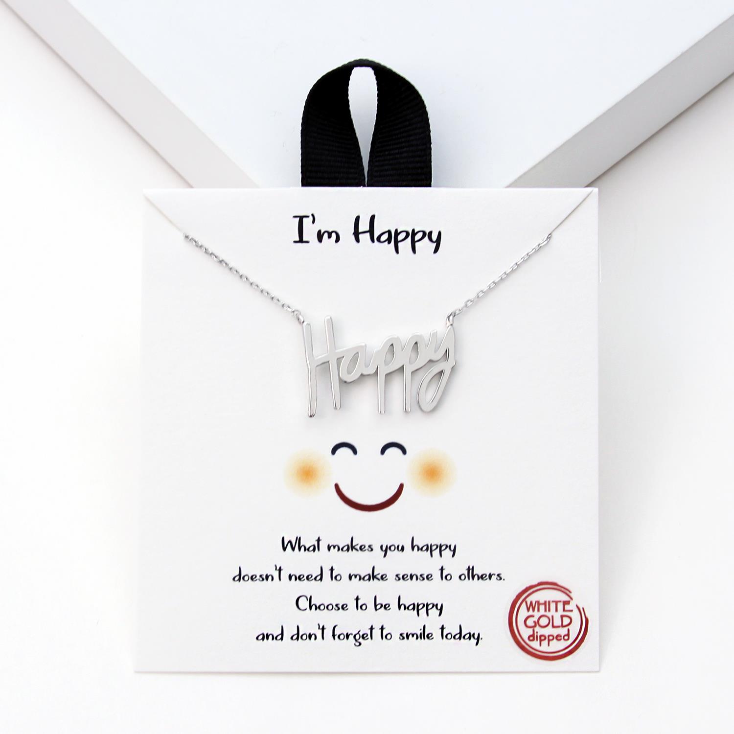 18K GOLD RHODIUM DIPPED I’M HAPPY NECKLACE