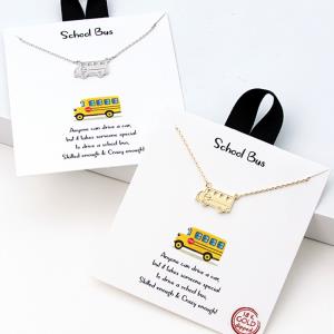 18K GOLD RHODIUM DIPPED SCHOOL BUS NECKLACE