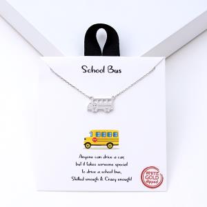 18K GOLD RHODIUM DIPPED SCHOOL BUS NECKLACE