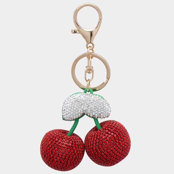 RHINESTONE CHERRY KEY CHAIN