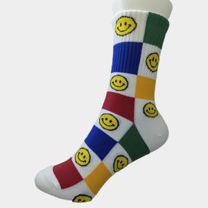 FASHION CHECKED HAPPY FACE ANKLET SOCKS
