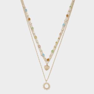 3 LAYERED PENDANT MULTI NECKLACE