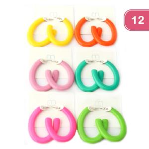FASHION COLOR OVAL HOOP EARRING (12 UNITS)