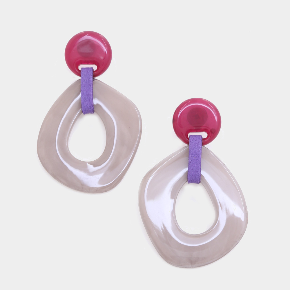 ACETATE ORGANIC SHAPE DANGLE EARRING