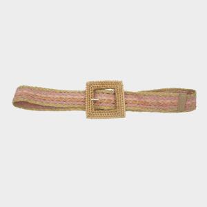 SQUARE RATTTAN BUCKLE WITH MULTICOLOR JUTE STRAP