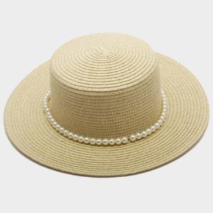 PEARL STRIP STRAW HAT