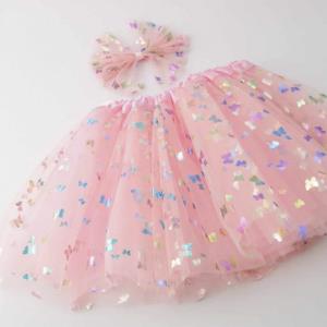 HOLOGRAPHIC BUTTERFLY BOW TUTU SET