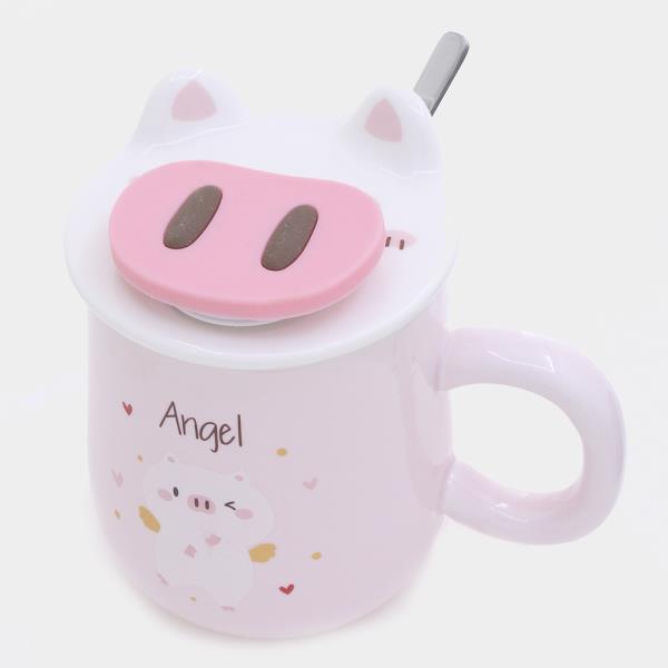 PIGGY MUG WITH LID AND SPOON