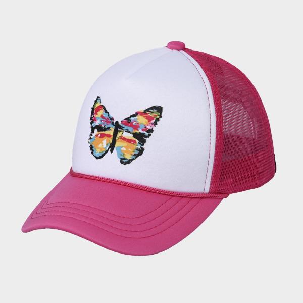 HAND PAINTED ABSTRACT BUTTERFLY SUBLIMATION TRUCKER CAP