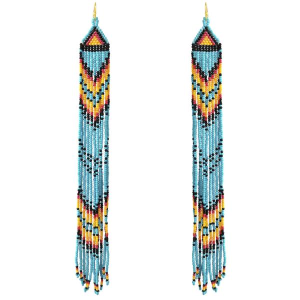 SEED BEAD DESIGN FRINGE DROP EARRING