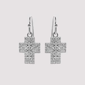 R CZ CROSS SHORT EARRING