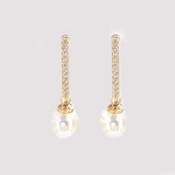 CZ PEARL DROP EARRING