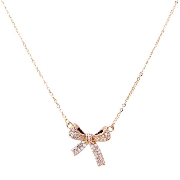 CZ DAINTY BOW NECKLACE