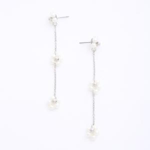 TRIPLE FLOWER METAL CHAIN EARRING