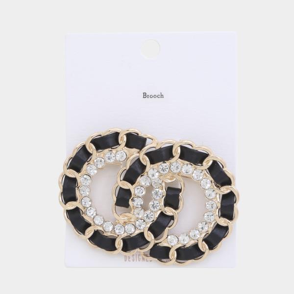 DOUBLE CIRCLE CRYSTAL BROOCH