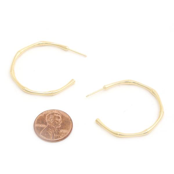 14K GOLD DIPPED HYPOALLERGENIC BAMBOO OPEN HOOP EARRING