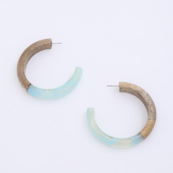 MARBLE WOOD OPEN CIRCLE EARRING