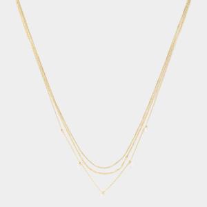 DAINTY CRYSTAL METAL LAYERED NECKLACE