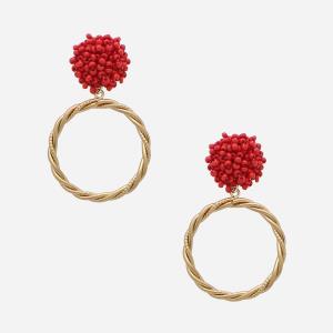 SEED BEAD POST AND TWISTED METAL EARRING
