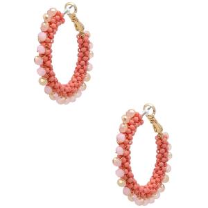 SEED BEAD AND GLASS HOOP EARRINGS