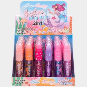 2IN1 MISS BETTY MERMAID COLOR STAY LIP GLOSS AND LIP BALM (24 UNITS)