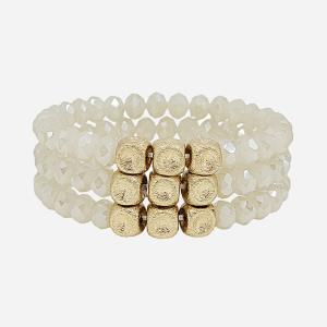 SQUARE SATIN CCB GLASS BEADS 3SET BRACELET