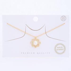 GOLD DIPPED FLOWER PENDANT DAINTY NECKLACE