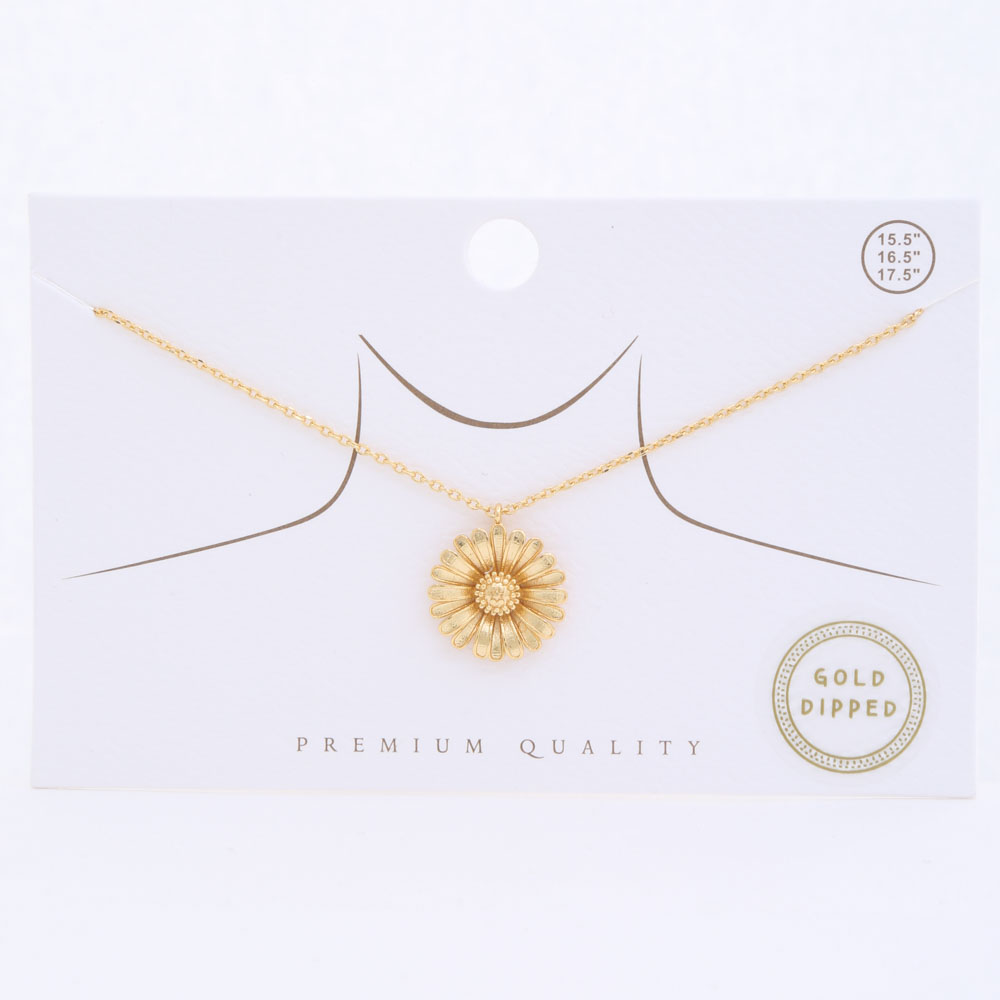 GOLD DIPPED FLOWER PENDANT DAINTY NECKLACE