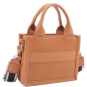 SQUARE TEXTURE HANDLE SATCHE BAG