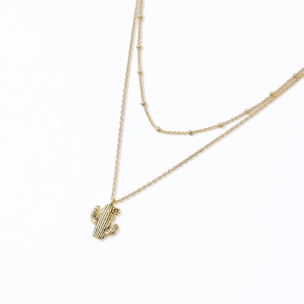 18K GOLD RHODIUM DIPPED CACTUS NECKLACE