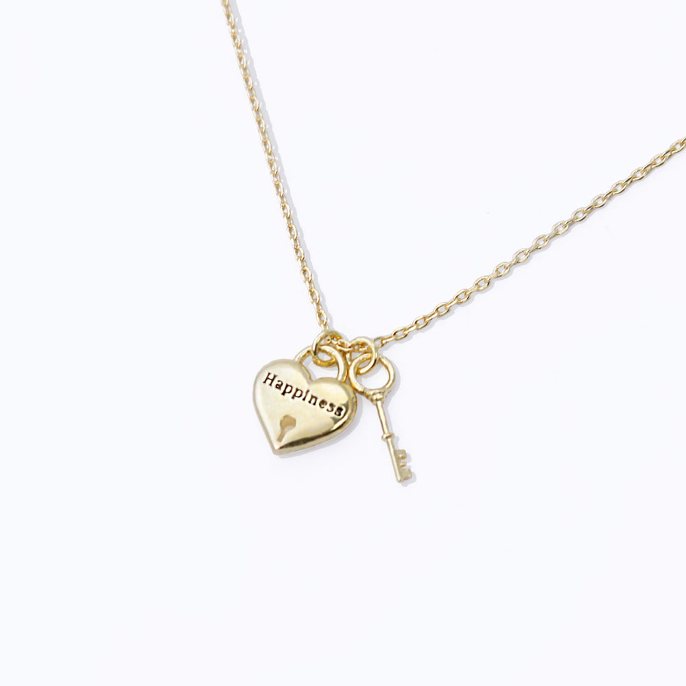 18K GOLD RHODIUM DIPPED KEY TO HAPPINESS NECKLACE