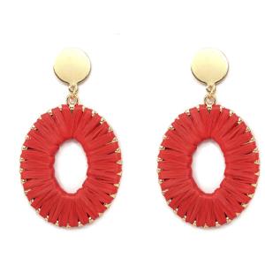 STRAW OVAL DROP POST EARRING