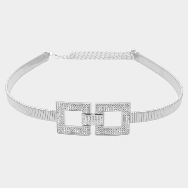 RS PAVE SQUARE LINK CHAIN BELT