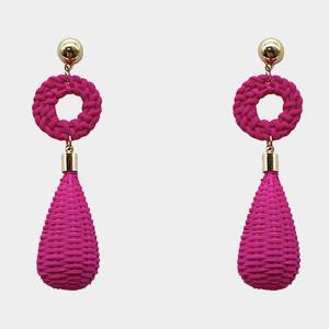 RATTAN CIRCLE WITH RATTAN DROP EARRING