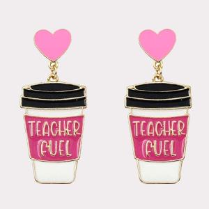 TEACHER FUEL COFFEE DANGLE EARRING