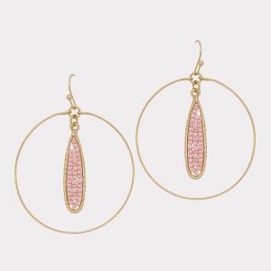 TEARDROP WIRE SEED BEADS ROUND EARRING