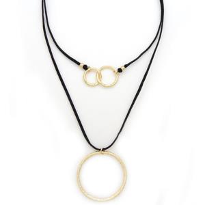 NECKLACE TWO LAYERED SUEDE WITH CIRCLES
