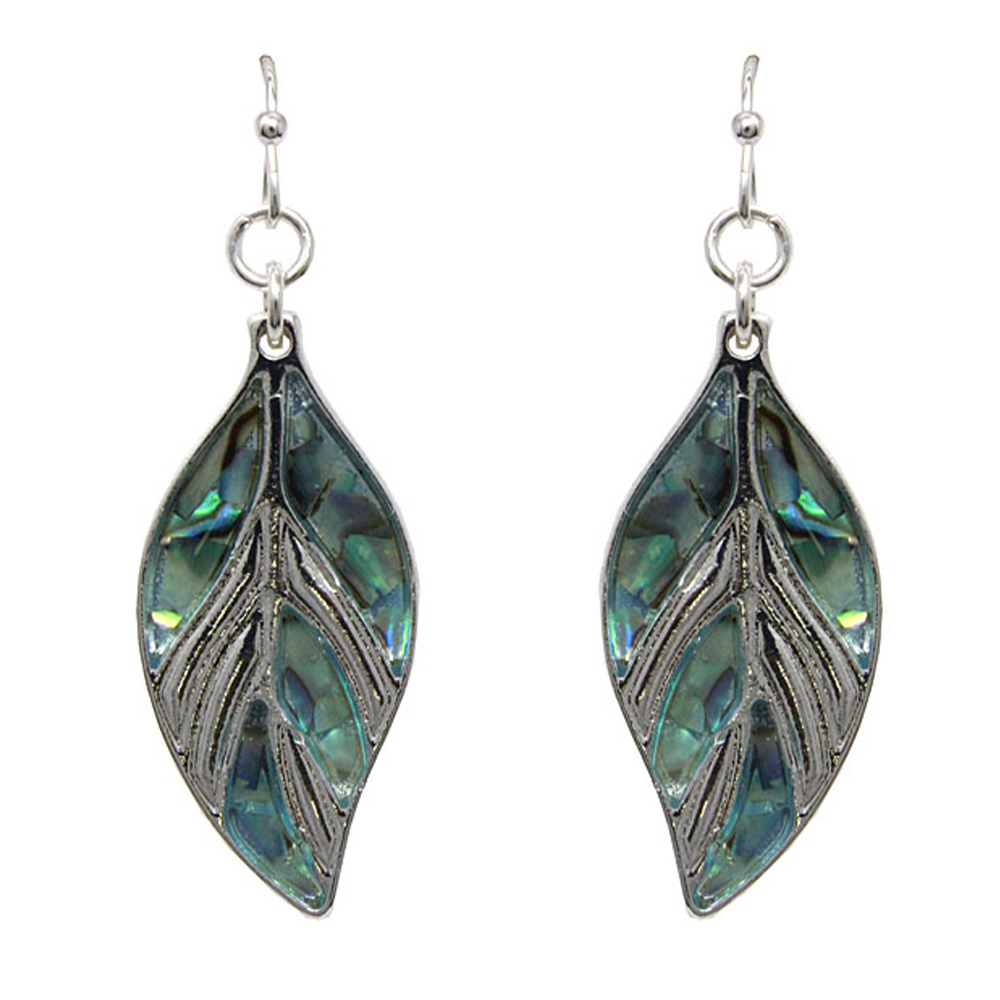 MOTHER OF PEARL LEAF DANGLE EARRING