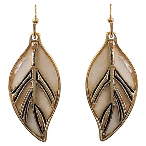 MOTHER OF PEARL LEAF DANGLE EARRING