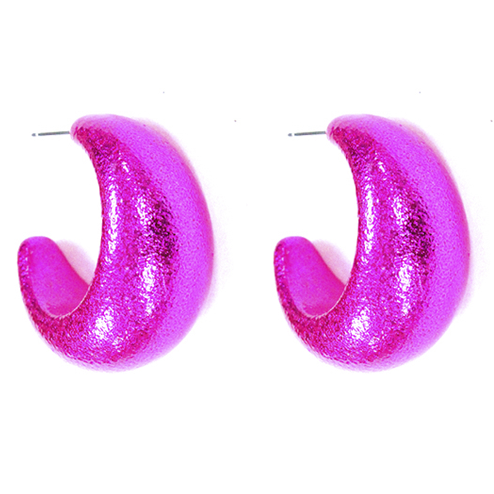 COLOR METAL TUBE HOOP EARRING