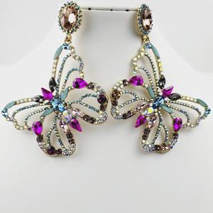 RHINESTONE BUTTERFLY DANGLE EARRING
