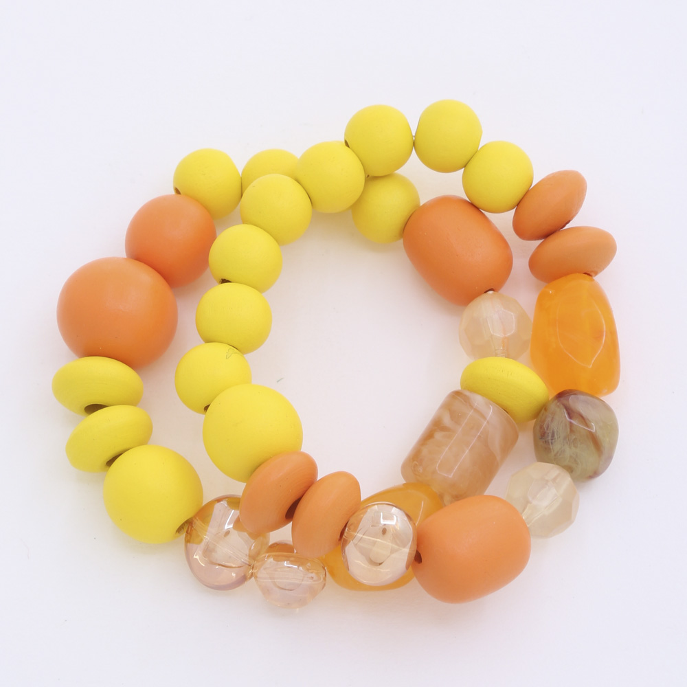 COLOR WOOD BEADED BRACELET SET