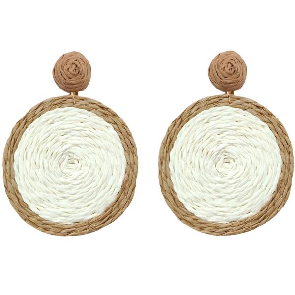 RAFFIA ROUND DANGLE EARRING