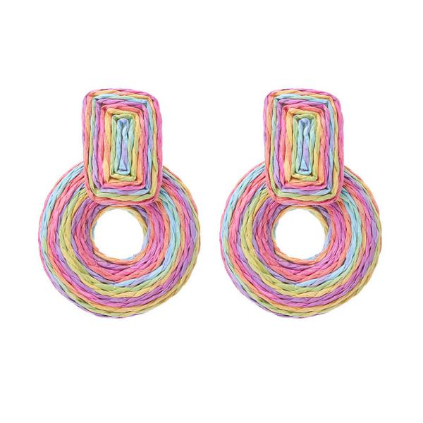 RAFFIA ROUND DANGLE EARRING