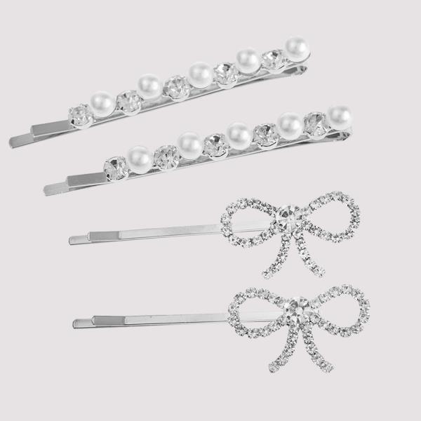 BOW & PEARL PIN 4PC SET