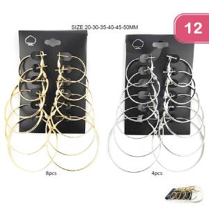 FASHION METAL HOOP EARRING SET (12 UNITS)