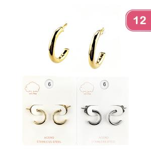 FASHION STAINLESS STEEL HUGGIE EARRING (12 UNITS)