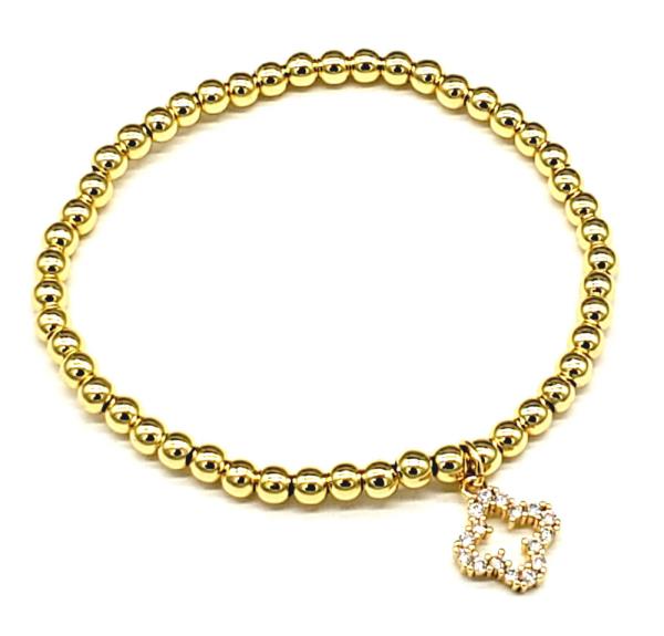 CLOVER S.STEEL BALL STRECH PENDANT BRACELET