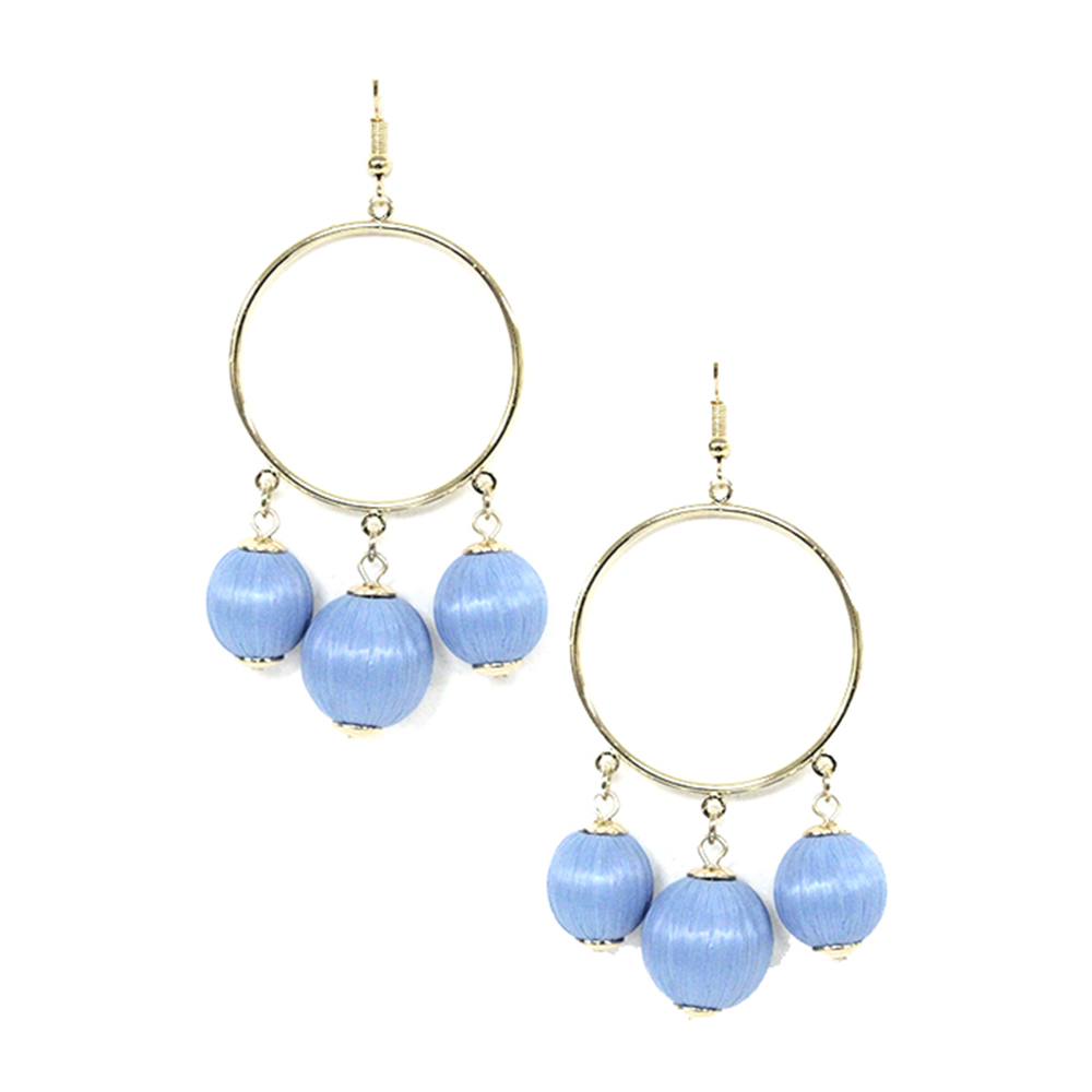 RAFFIA BALL DANGLE EARRING