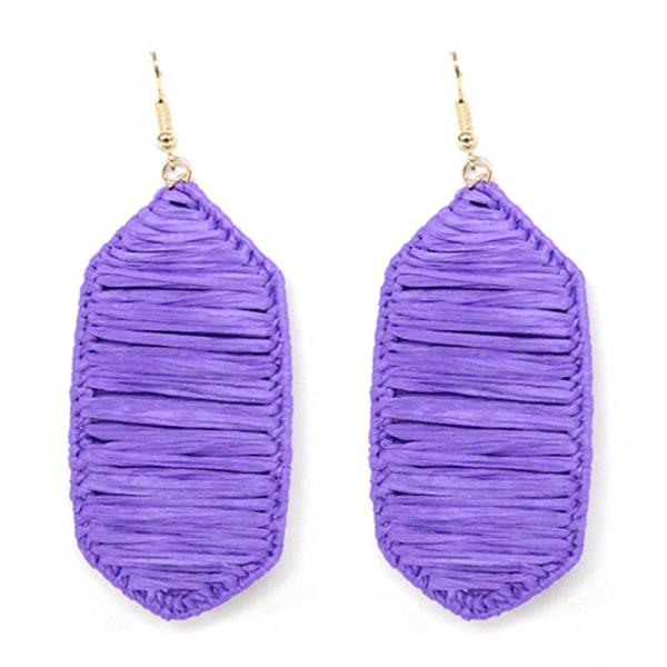 RAFFIA HEXAGON DANGLE EARRING